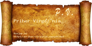 Priher Virgínia névjegykártya